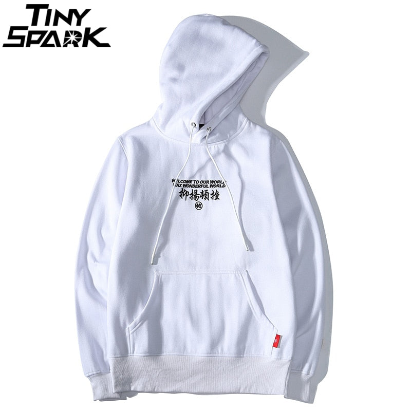 Men Hip Hop Hoodie Sweatshirt Embroidery Crane Harajuku Streetwear Hoodie Fleece Autumn Cotton Hooded Pullover Oversized | Vimost Shop.