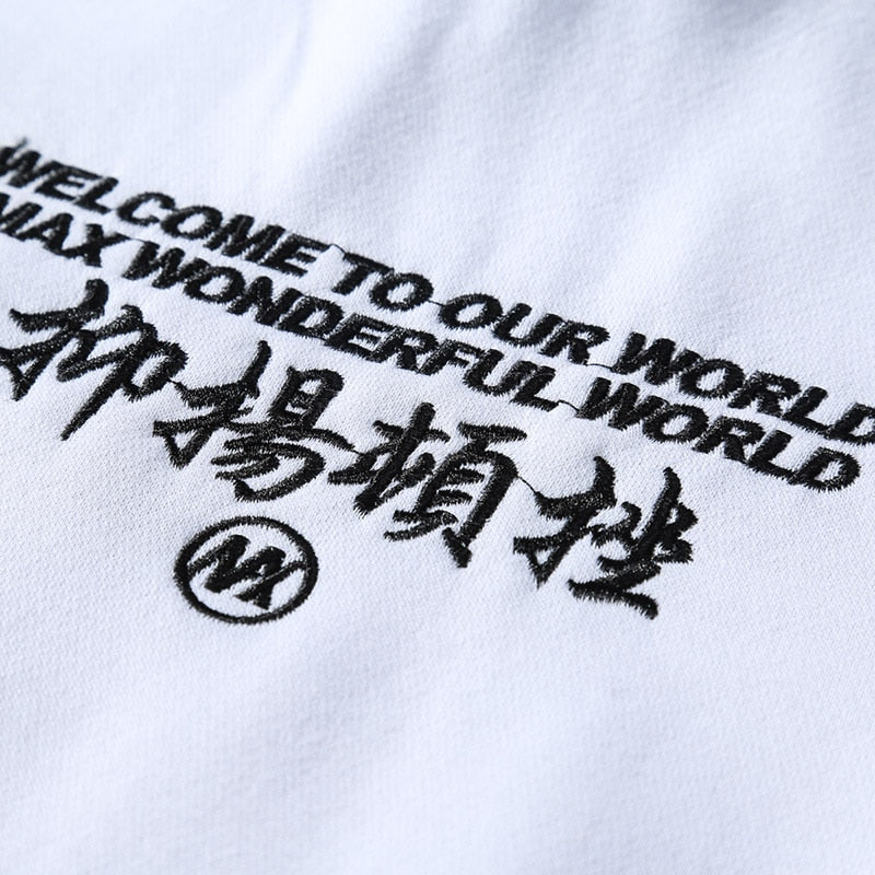 Men Hip Hop Hoodie Sweatshirt Embroidery Crane Harajuku Streetwear Hoodie Fleece Autumn Cotton Hooded Pullover Oversized | Vimost Shop.