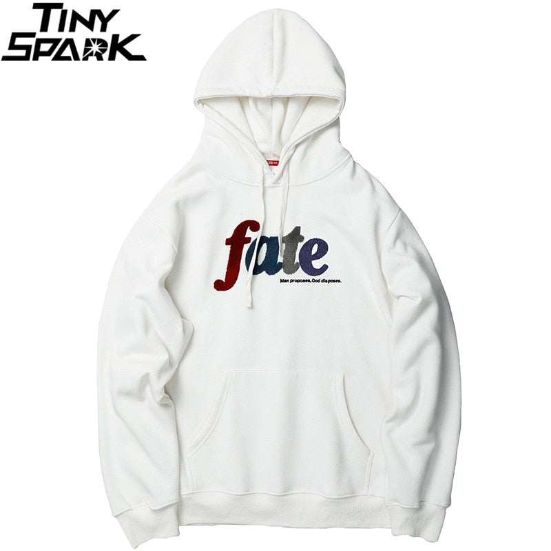 Men Hip Hop Hoodie Sweatshirt Embroidery Letters Harajuku Hooded Pullover Streetwear Cotton Autumn Hoodie Loose Style White | Vimost Shop.