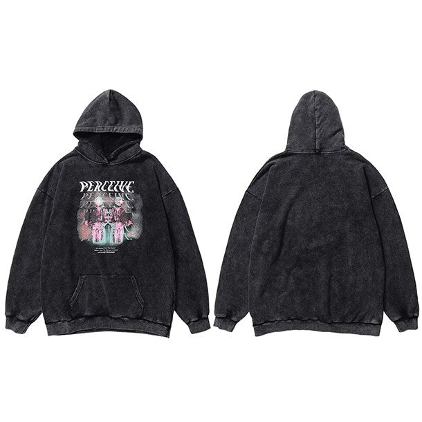 Men Hip Hop Hoodie Sweatshirt Perceived Man Print Harajuku Streetwear Oversized Hoodie Pullover Autumn Cotton Washed Hoodie | Vimost Shop.