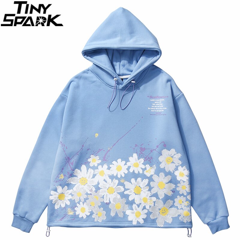 Men Hip Hop Hoodie Sweatshirt Sunflower Harajuku Floral Hoodie Streetwear Casual HipHop Loose Hooded Pullover Winter Autumn | Vimost Shop.