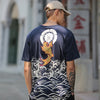 Men T Shirt Streetwear Japanese Harajuku Tshirt Koi Fish Wave Print Hip Hop T-Shirt Short Sleeve Summer Cotton Tops Tees | Vimost Shop.