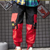 Men black red patchwork hip hop cargo pants man Japan style multi pockets sweatpants joggers | Vimost Shop.