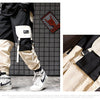 Men black red patchwork hip hop cargo pants man Japan style multi pockets sweatpants joggers | Vimost Shop.