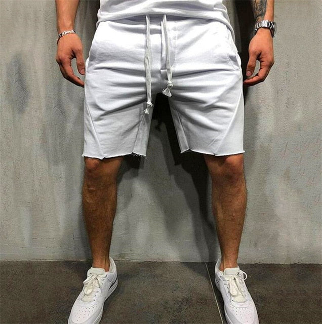 Mens Knee-length Cotton Shorts with Elastic Drawstring Waist Men's Sweatshort with Side Pockets Summer Shorts Short Pants | Vimost Shop.