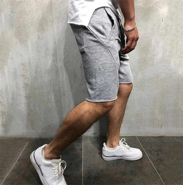 Mens Knee-length Cotton Shorts with Elastic Drawstring Waist Men's Sweatshort with Side Pockets Summer Shorts Short Pants | Vimost Shop.