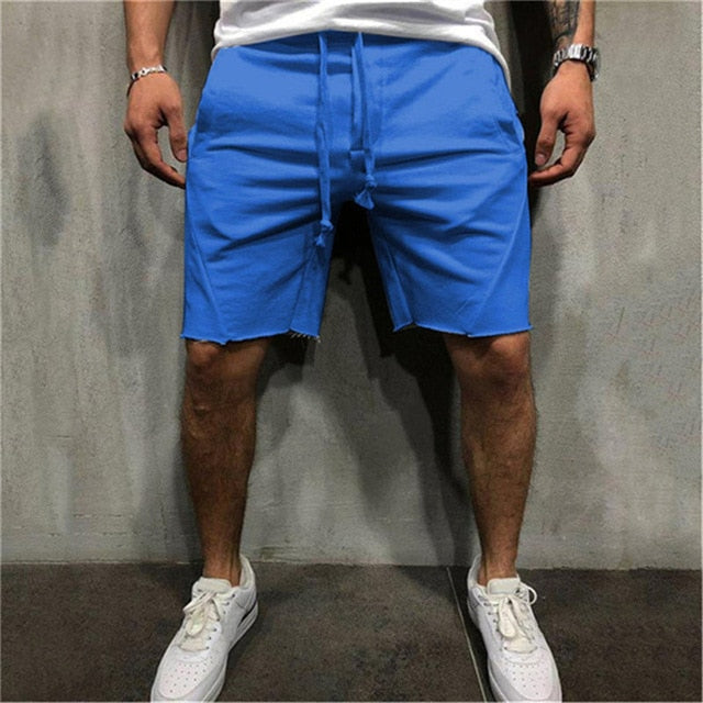 Mens Knee-length Cotton Shorts with Elastic Drawstring Waist Men's Sweatshort with Side Pockets Summer Shorts Short Pants | Vimost Shop.