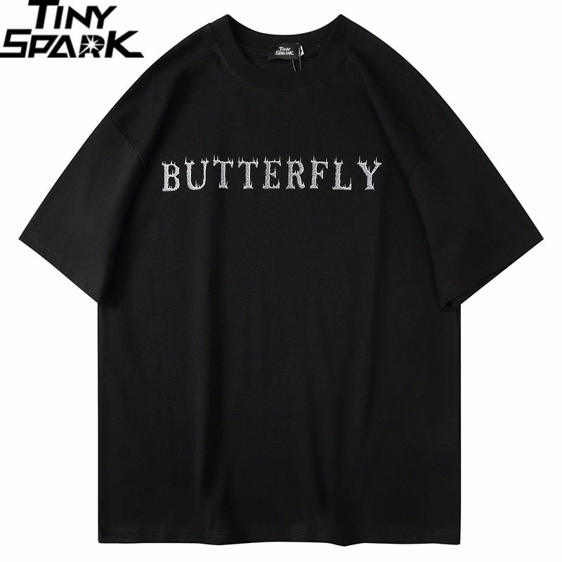 Oversize T Shirt Hip Hop Men Streetwear Tshirt Butterfly Print Harajuku Summer Short Sleeve T-Shirt Cotton Tops Tees Loose | Vimost Shop.