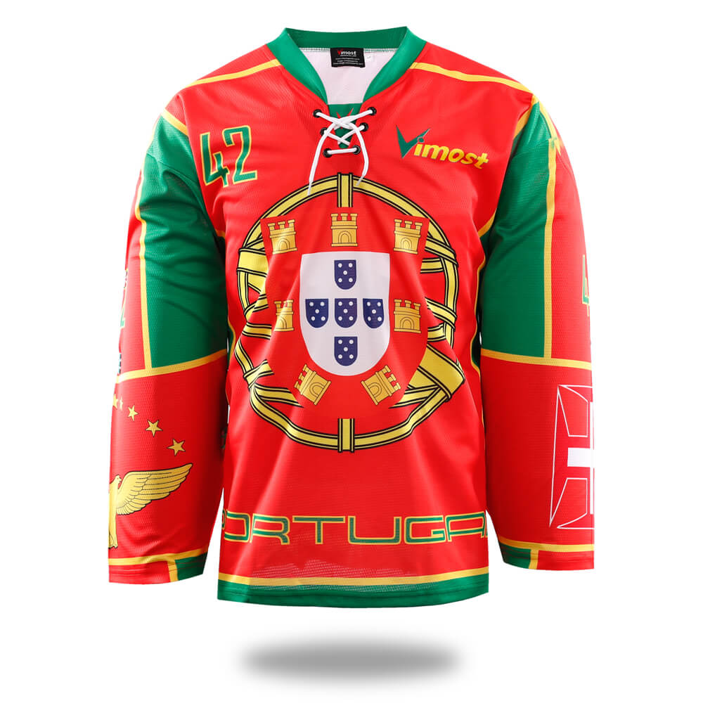 Sublimated Red Portugal Design Ice Hockey Jersey | Vimost Shop.