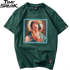 Virgin Mary Men's T-ShirtsFunny Printed Short Sleeve Tshirts Summer Hip Hop T Shirt Streetwear Casual Cotton Tops Tees New