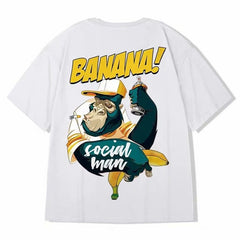 Hip Hop mens cotton T-shirt fashion loose men BF student banana print short-sleeved tees cool man wear Round neck tshirt