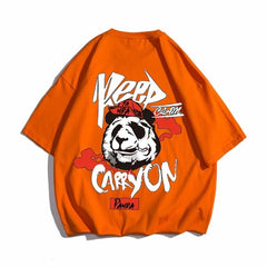 Hip hop tees shirt Panda print cotton short sleeve loose cool men T shirt casual o-neck Summer mens  Punk tshirt Fashion