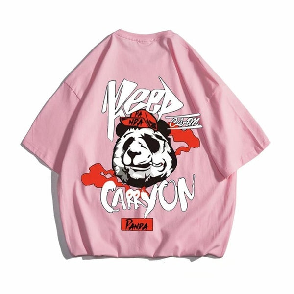 Hip hop tees shirt Panda print cotton short sleeve loose cool men T shirt casual o-neck Summer mens  Punk tshirt Fashion | Vimost Shop.