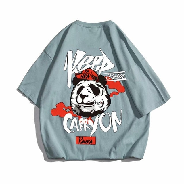 Hip hop tees shirt Panda print cotton short sleeve loose cool men T shirt casual o-neck Summer mens Punk tshirt Fashion | Vimost Shop.