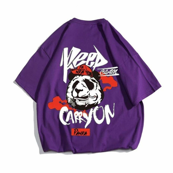 Hip hop tees shirt Panda print cotton short sleeve loose cool men T shirt casual o-neck Summer mens  Punk tshirt Fashion | Vimost Shop.