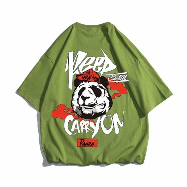Hip hop tees shirt Panda print cotton short sleeve loose cool men T shirt casual o-neck Summer mens Punk tshirt Fashion | Vimost Shop.