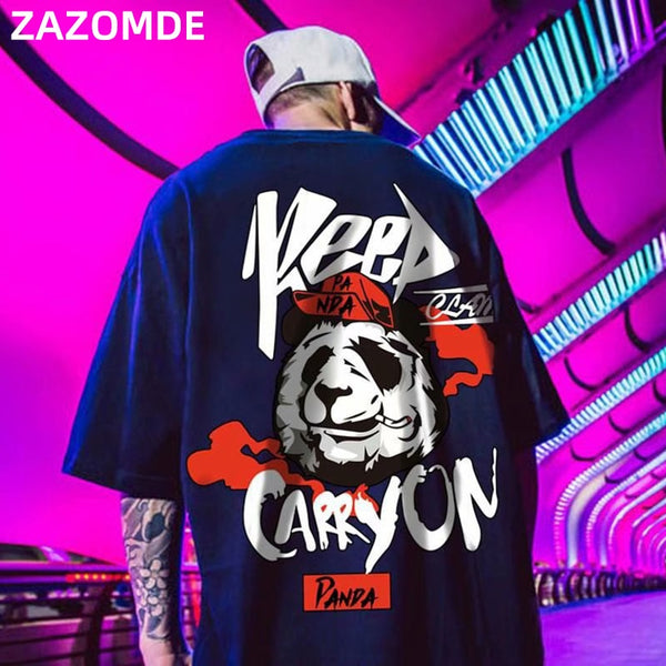 Hip hop tees shirt Panda print cotton short sleeve loose cool men T shirt casual o-neck Summer mens  Punk tshirt Fashion | Vimost Shop.
