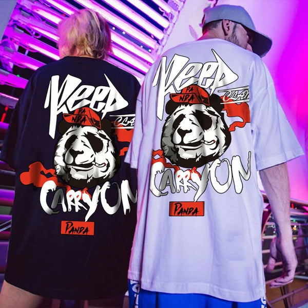 Hip hop tees shirt Panda print cotton short sleeve loose cool men T shirt casual o-neck Summer mens  Punk tshirt Fashion | Vimost Shop.