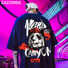 Hip hop tees shirt Panda print cotton short sleeve loose cool men T shirt casual o-neck Summer mens  Punk tshirt Fashion