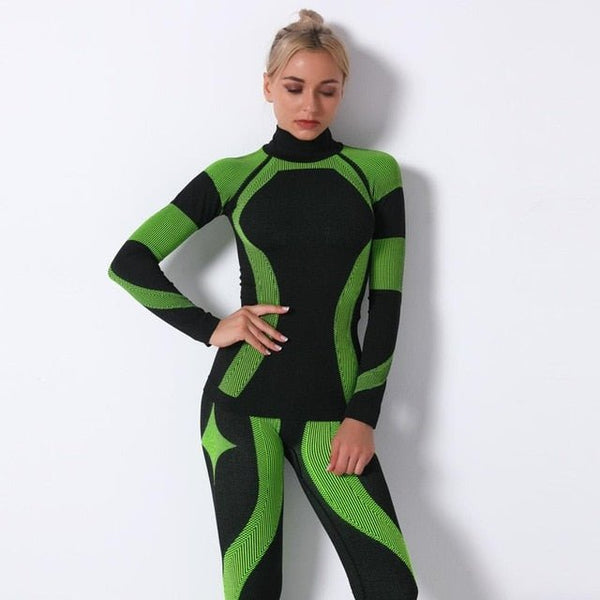 Autumn Color Patchwork Yoga Set Women Gym Clothes Fitness Long Sleeve Top Leggings Suit Push Up Workout New Tracksuit - Vimost Shop