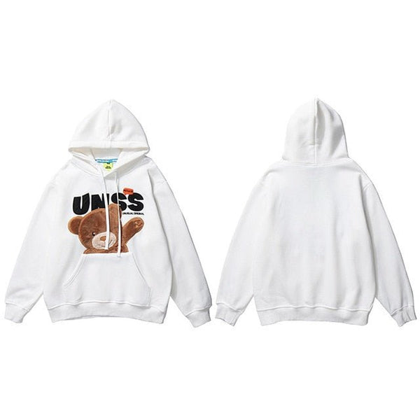 Autumn Hip Hop Hoodie Streetwear Hairy Bear Men Harajuku Hoodie Sweatshirt Black Loose Hooded Pullover Cotton Fleece Winter - Vimost Shop