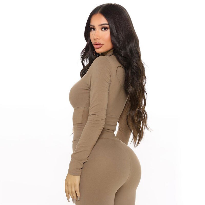Autumn Letter Print Gym Tracksuit Sports Workout Fitness Running Two Piece Set Women Long Sleeve Crop Top Leggings Casual Set - Vimost Shop