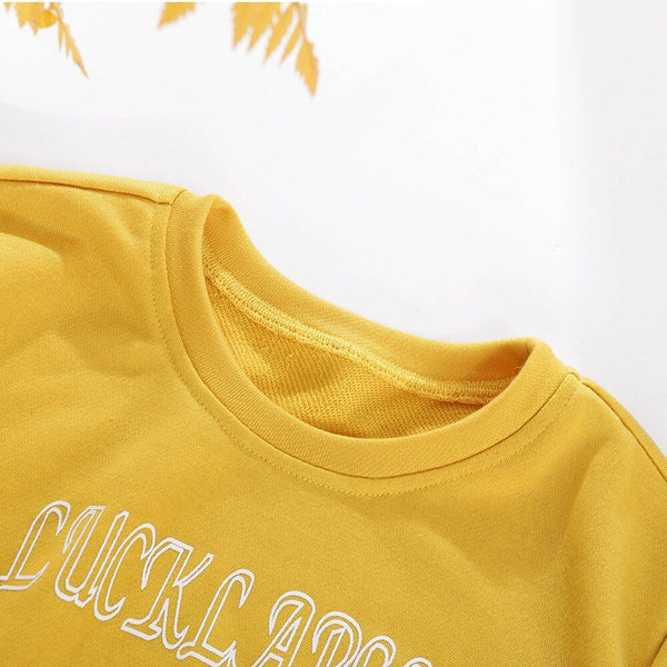 Autumn Letter Print Two Piece Tracksuit Set Casual Gym Sportswear Running Work Out Outfits Long Sleeve Crop Top Shorts Suit - Vimost Shop