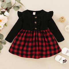 Baby Girls Red Plaid Dress Toddler Kids Lovely  Party Pleated Dresses Christmas Outfits Fairy Baby Infant Girls Tartan Dress D30