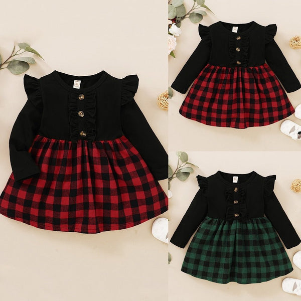 Baby Girls Red Plaid Dress Toddler Kids Lovely Party Pleated Dresses Christmas Outfits Fairy Baby Infant Girls Tartan Dress D30 - Vimost Shop