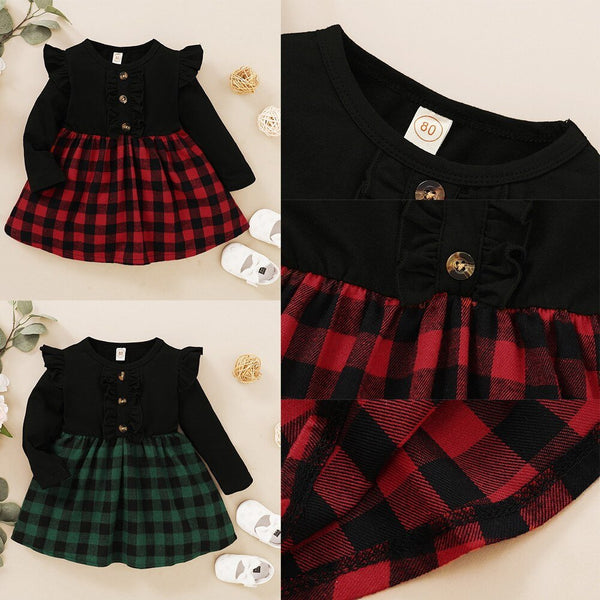 Baby Girls Red Plaid Dress Toddler Kids Lovely Party Pleated Dresses Christmas Outfits Fairy Baby Infant Girls Tartan Dress D30 - Vimost Shop