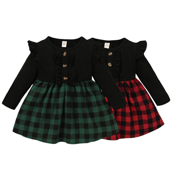 Baby Girls Red Plaid Dress Toddler Kids Lovely Party Pleated Dresses Christmas Outfits Fairy Baby Infant Girls Tartan Dress D30 - Vimost Shop