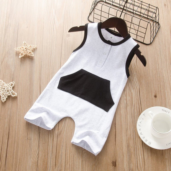 Baby Romper Summer Cotton Casual Infant Boys Jumpsuits Sleeveless pocket Newborns Girls Clothing Baby Costume - Vimost Shop