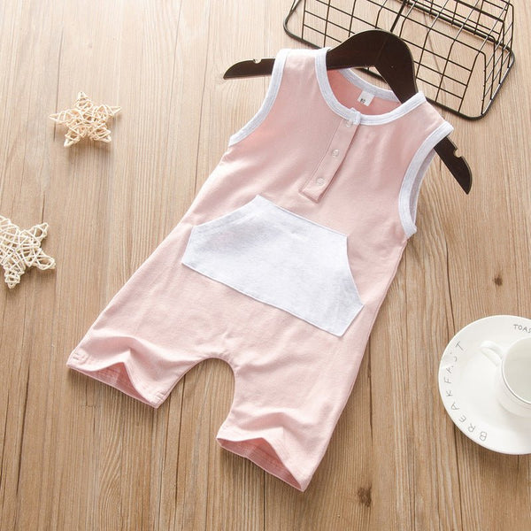 Baby Romper Summer Cotton Casual Infant Boys Jumpsuits Sleeveless pocket Newborns Girls Clothing Baby Costume - Vimost Shop