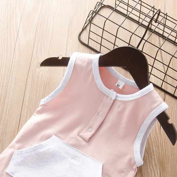 Baby Romper Summer Cotton Casual Infant Boys Jumpsuits Sleeveless pocket Newborns Girls Clothing Baby Costume - Vimost Shop