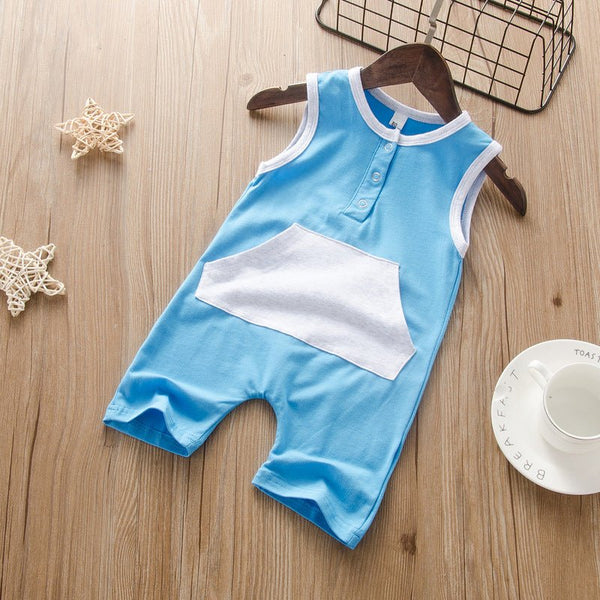 Baby Romper Summer Cotton Casual Infant Boys Jumpsuits Sleeveless pocket Newborns Girls Clothing Baby Costume - Vimost Shop