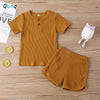 Baby Toddler Children Pajamas Clothing Set Solid Color T-shirt Shorts Two Piece Kids Home Lounge Clothes Girl Boy Sleepwear - Vimost Shop