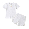 Baby Toddler Children Pajamas Clothing Set Solid Color T-shirt Shorts Two Piece Kids Home Lounge Clothes Girl Boy Sleepwear - Vimost Shop