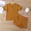 Baby Toddler Children Pajamas Clothing Set Solid Color T-shirt Shorts Two Piece Kids Home Lounge Clothes Girl Boy Sleepwear - Vimost Shop