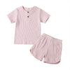 Baby Toddler Children Pajamas Clothing Set Solid Color T-shirt Shorts Two Piece Kids Home Lounge Clothes Girl Boy Sleepwear - Vimost Shop