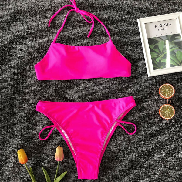 Back Lace Up Bikini Set Swimming Suit Women High Quality Two Piece Swimsuit Female Swimwear Hot Sale Beachwear Bathing Suits - Vimost Shop