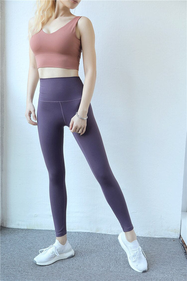 Back Pocket High Waist Sport Gym Leggings Women Stretchy Plain Jogger Fitness Tights Soft Nylon Lyra Athletic Pants S-XL - Vimost Shop