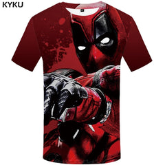 Badass Deadpool T shirt Men Blood T-shirts 3d Red Shirt Print War Anime Clothes Gothic Tshirt Printed