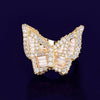 Baguette Zircon Men's Butterfly Ring Copper Charm Gold Color Iced RING Fashion Hip Hop Jewelry For Women - Vimost Shop