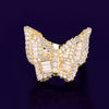 Baguette Zircon Men's Butterfly Ring Copper Charm Gold Color Iced RING Fashion Hip Hop Jewelry For Women - Vimost Shop