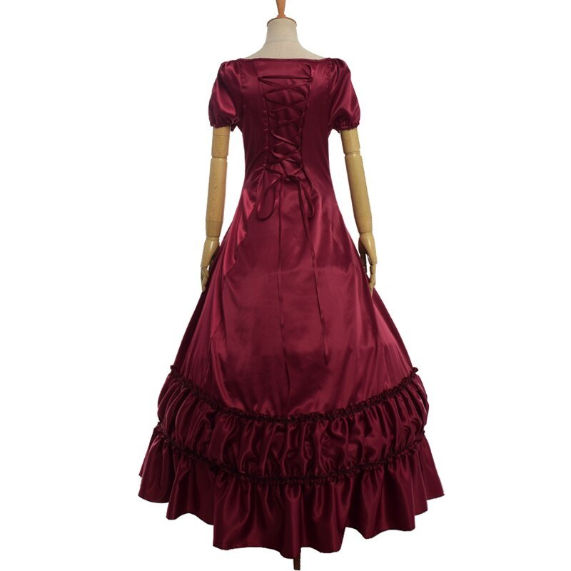 Ball Gowns Women Lolita Victorian Dress Retro Vintage Colonial Civil War Gothic Satin Evening Party Dresses - Vimost Shop