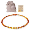 Baltic Ambers Teething Necklace For Babies (Unisex) (Cognac) - Anti Flammatory,Natural Certificated Oval Baltic Jewelry 14-33cm - Vimost Shop