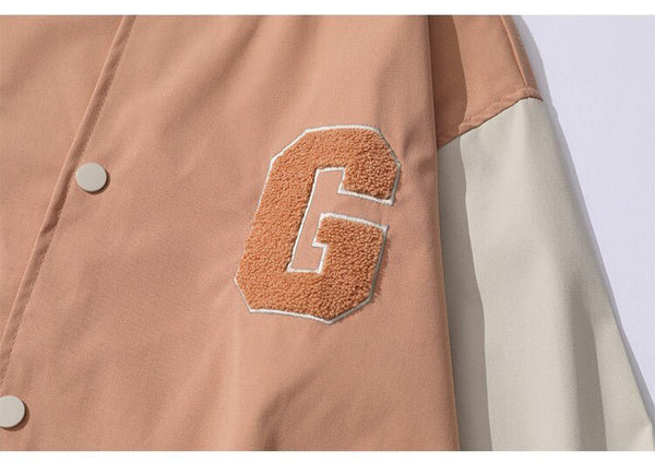 Baseball Jacket Men Cute Bear Patch Letter Embroidery Patchwork Streetwear Cozy High Street Retro Harajuku Varsity Coat - Vimost Shop