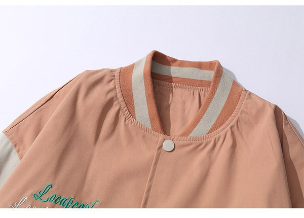 Baseball Jacket Men Cute Bear Patch Letter Embroidery Patchwork Streetwear Cozy High Street Retro Harajuku Varsity Coat - Vimost Shop