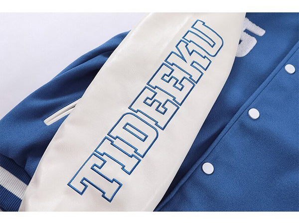 Baseball Jacket Men Furry Bear Patchwork Embroidery Letter Track Coats College Style Casual Outwears Couple Streetwear - Vimost Shop