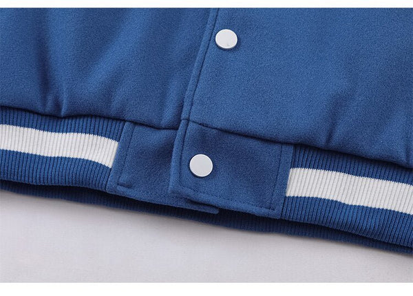 Baseball Jacket Men Furry Bear Patchwork Embroidery Letter Track Coats College Style Casual Outwears Couple Streetwear - Vimost Shop